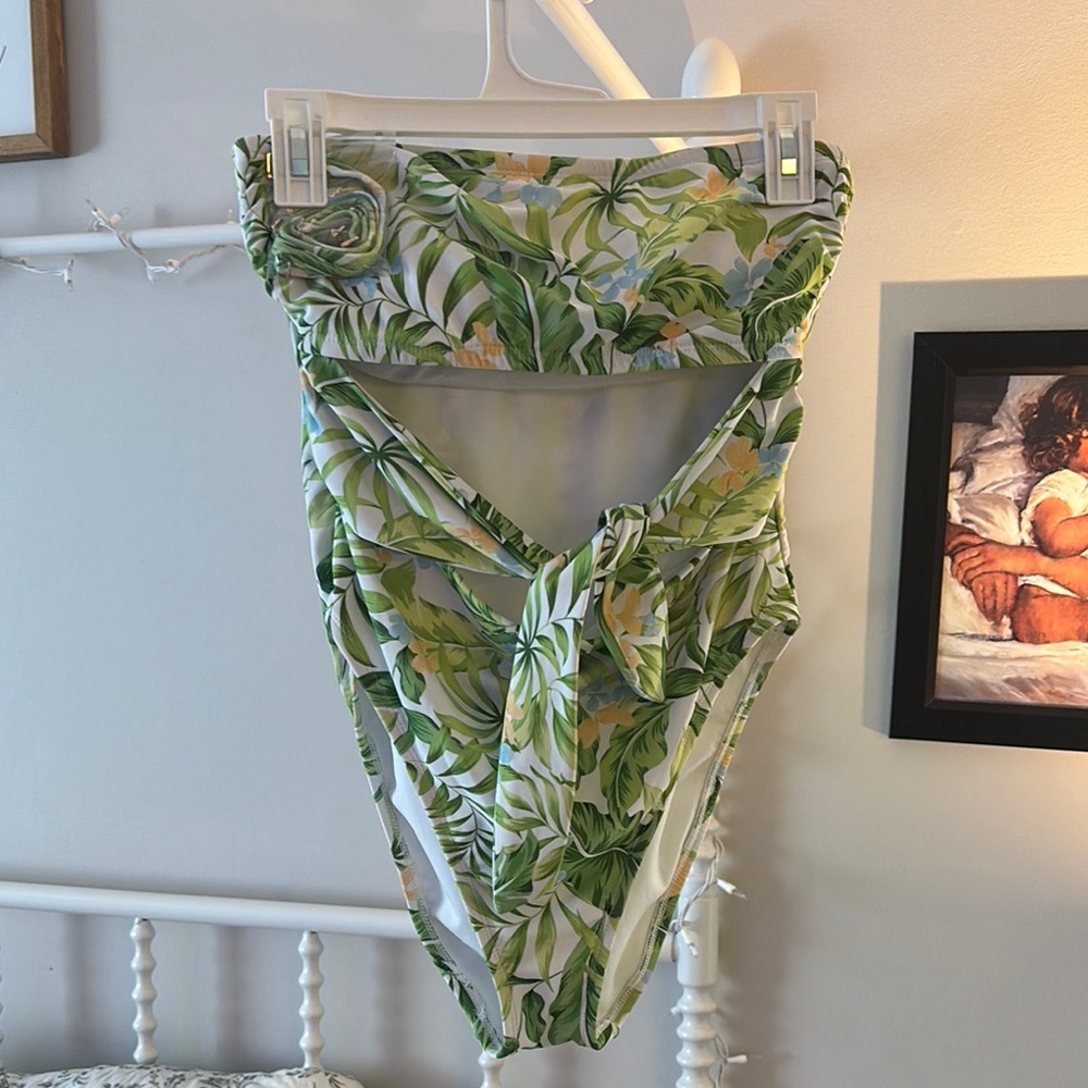 Shade & Shore Tropical Green and Yellow One Piece Swimsuit
